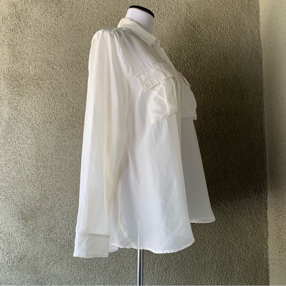 “Bass” Ivory Silk Button Down Shirt size XL - Picture 7 of 10